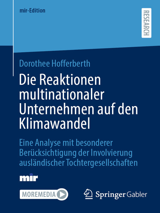 Title details for Die Reaktionen multinationaler Unternehmen auf den Klimawandel by Dorothee Hofferberth - Available